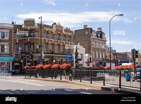 Traffic island at New Cross Gate, London Stock Photo - Alamy