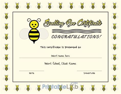 Editable Spelling Bee Certificate Template In Cream, Yellow regarding Fresh Spelling Bee Awa ...