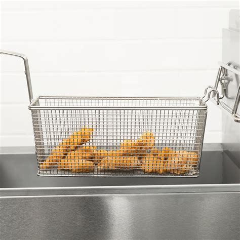 13 1/4" x 5 1/2" x 5 11/16" Fryer Basket with Front Hook