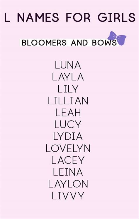 Girl Names that Start with L - Bloomers and Bows