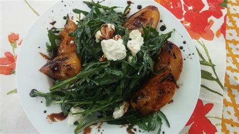 Grilled Nectarine Salad with Feta and Arugula - Selene River Press