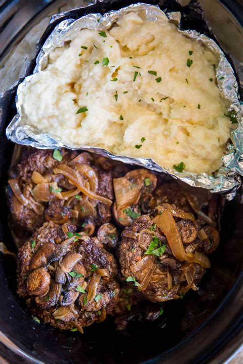 Slow Cooker Salisbury Steak and Mashed Potatoes - Dinner, then Dessert