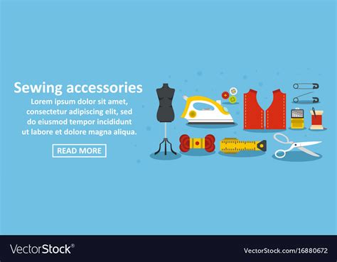 Sewing accessories banner horizontal concept Vector Image