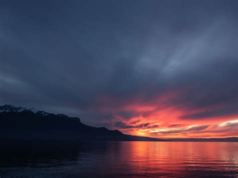 Switzerland lake geneva sunset Stock Photo free download