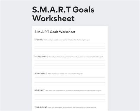 S.M.A.R.T Goals Planner Goal Setting Worksheet Printable - Etsy Australia