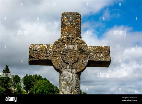 Stone cross in Auvergne Volcanoes Natural Regional Park. Auvergne-Rhone-Alpes. France Stock ...