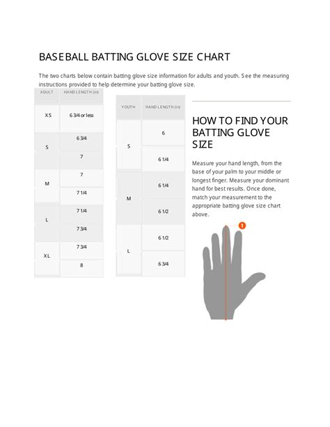 Baseball Batting Glove Size Chart Download Printable PDF | Templateroller