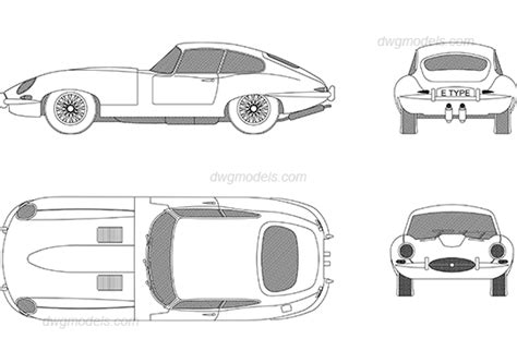 Jaguar E-Type 1961 DWG, free CAD Blocks download