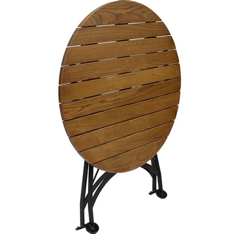 Sunnydaze European Chestnut Wood Folding Round Bistro Table - 32-Inch ...