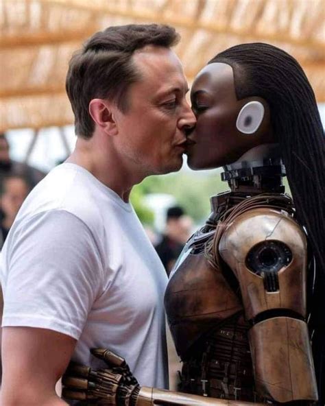 Bizarre photo of 'Elon Musk kissing a robot' is leaving the internet baffled