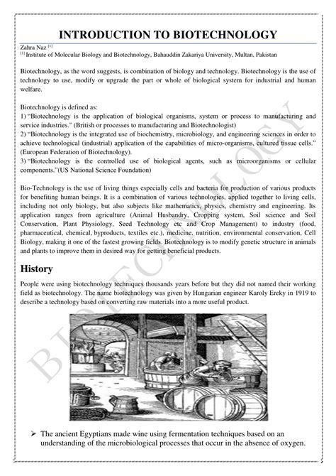 (PDF) Introduction to Biotechnology