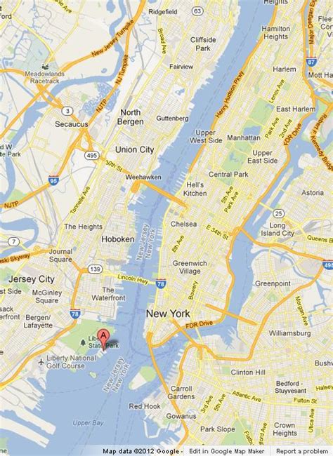 Ellis Island on Map of NYC