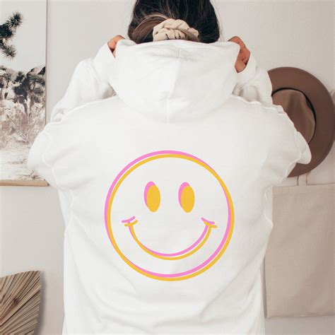 Cheery Vibes Hoodie, Happy Face Aesthetic Hoodie, Smiley Face Hooded Sweatshirt, Oversized ...