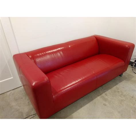 Red Faux Leather Sofa - AptDeco