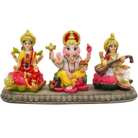 Buy India Laxmi Ganesh Saraswati Statue - 3.9”H Indian God Lakshmi ...