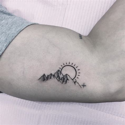 Sun and mountains tattoo - Tattoogrid.net