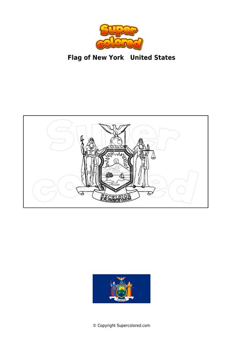 New York State Flag Coloring Page