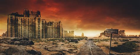 Post Apocalyptic Background Image Of Desert City Wasteland Stock Photo - Download Image Now - iStock