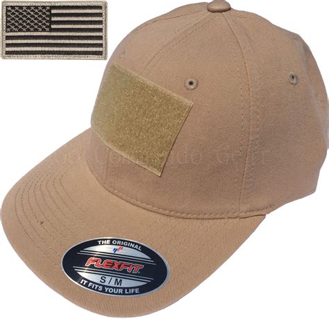 Flexfit Vintage Cotton Tactical Cap Hat w/ Patch Area & American Flag ...