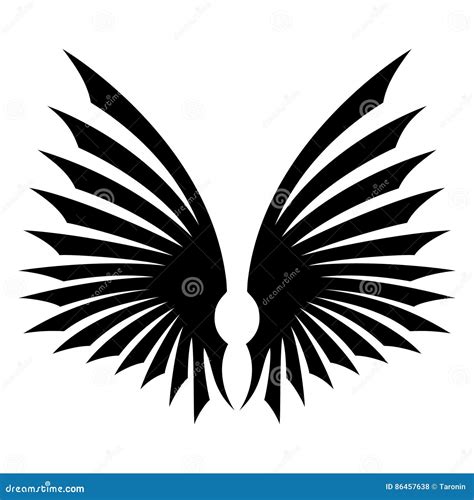 Black wings sign. stock vector. Illustration of logo - 86457638