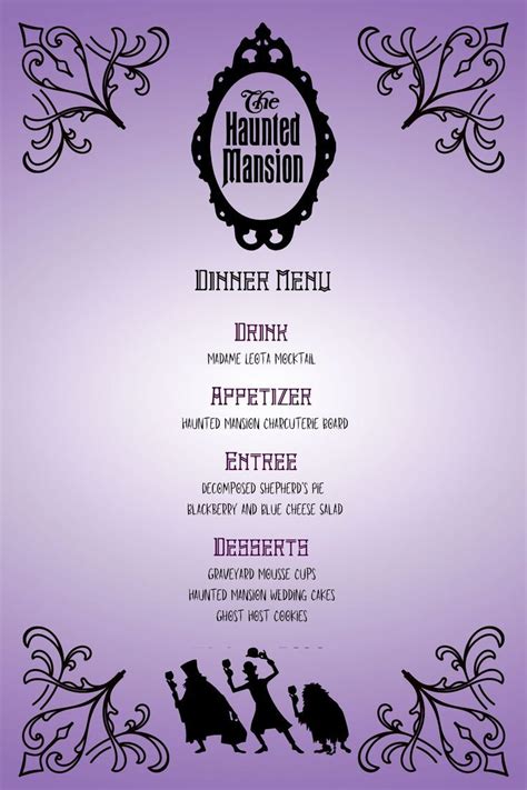 Haunted Mansion Menu | Movie night dinner, Disney movie night dinner ...