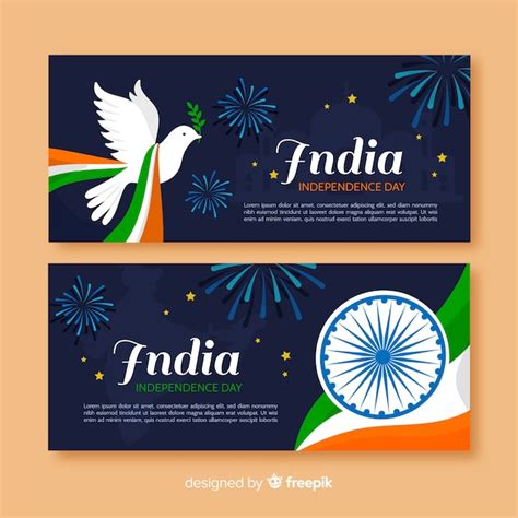 Happy india independence day banners | Free Vector