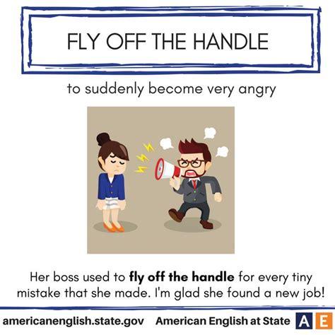 Explanation of "to fly off the handle." Common adjectives and how to ...