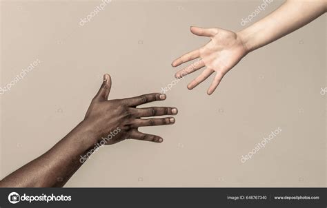 Helping Hands Rescue Gesture Black White Human Hands African Caucasian ...