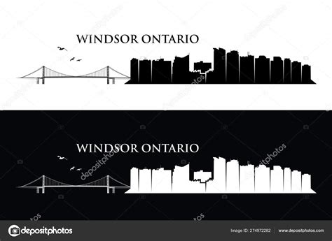 Windsor Skyline Canada Ontario Vector Illustration Stock Vector Image ...