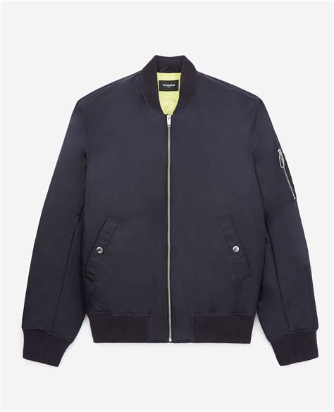 Quilted technical navy blue bomber jacket