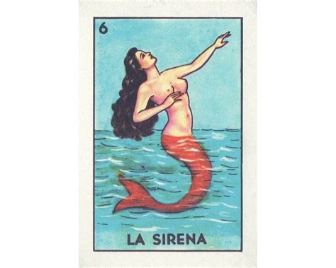 Loteria La Sirena Art Print Vintage Mexican Mermaid Wall Art - Etsy