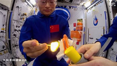 Chinese Astronauts Light Candle With Match On Tiangong Space Station To ...