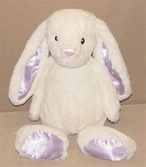 Animal Adventure White Bunny Rabbit Plush Purple Satin Feet Ears 16" Toy 2015 #AnimalAdventure ...