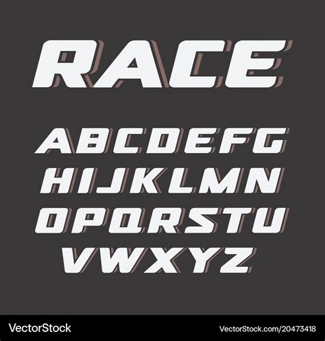 Italic bold font vintage sport alphabet race Vector Image