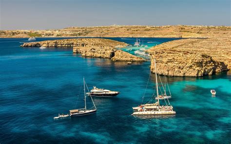 Malte paysage, la mer, les rochers, les yachts Fonds d'écran - 1920x1200 Malta Beaches, Island ...