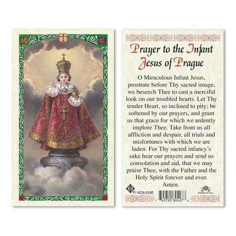 Prayer to the Infant Jesus of Prague Laminated Prayer Card | Discount Catholic Products