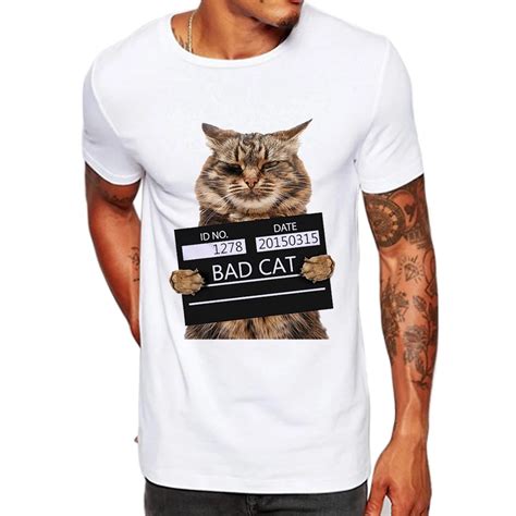 TEEHEART Men's Bad Cat women Dept Print T Shirt Cool Cat t shirt men ...