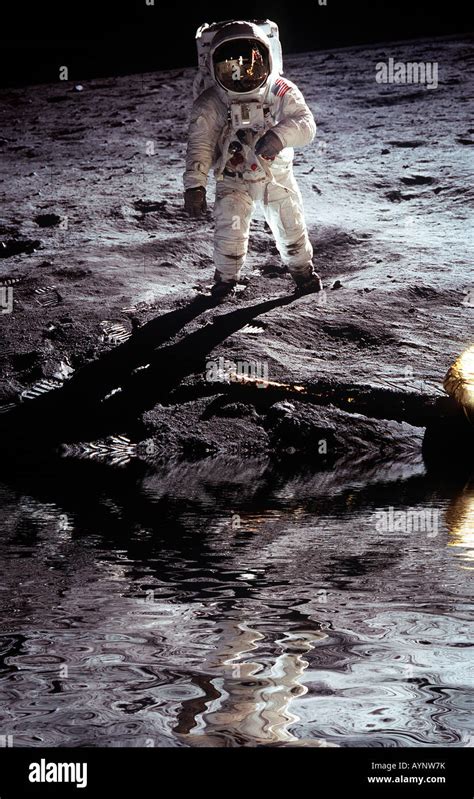 Astronaut Neil Armstrong photographed on moon Apollo 11 moon landing Stock Photo, Royalty Free ...