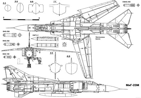 Mikoyan-Gurevich MiG-23 Blueprint - Download free blueprint for 3D modeling