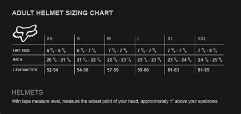 Fox helmet sizing chart | MOTODOMAINS