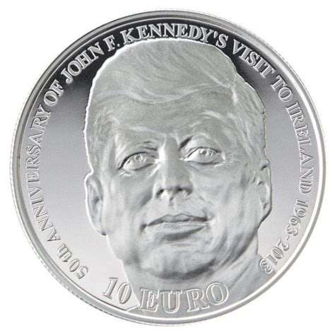 The new JFK €10 silver coin (costs €50) from the Central Bank is a scary looking thing, isn't it ...