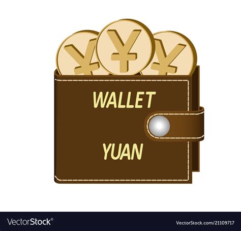 Brown wallet with yuan coins Royalty Free Vector Image