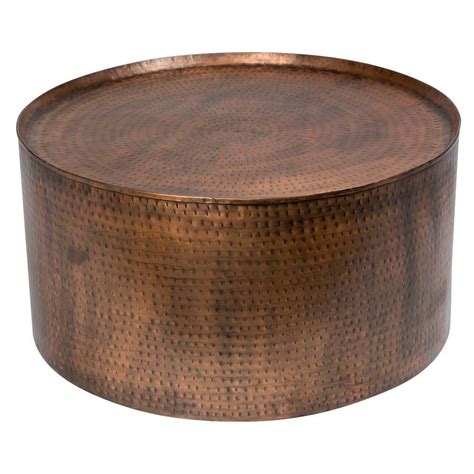 Rotonde Antiqued Copper Industrial Metal Coffee Table 05-80-01-3719C - The Home Depot | Barrel ...