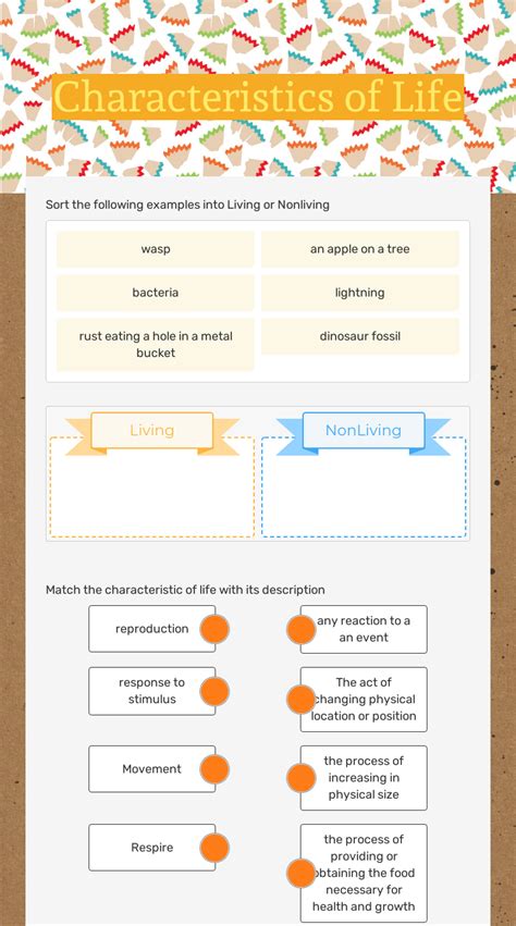 Characteristics of Life | Interactive Worksheet by Sarah Tappmeyer ...