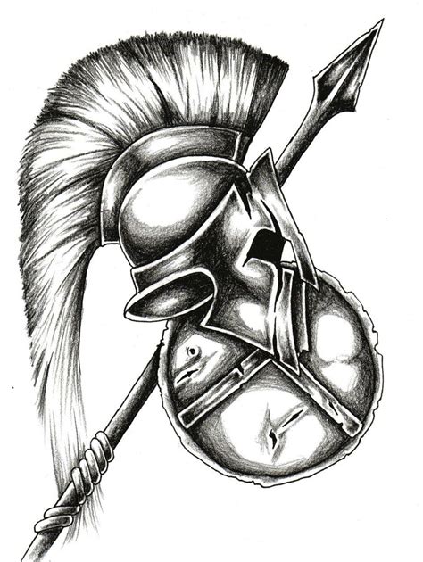 Spartan Helmet Weapon And Shield Tattoo Design - Tattoobite.com