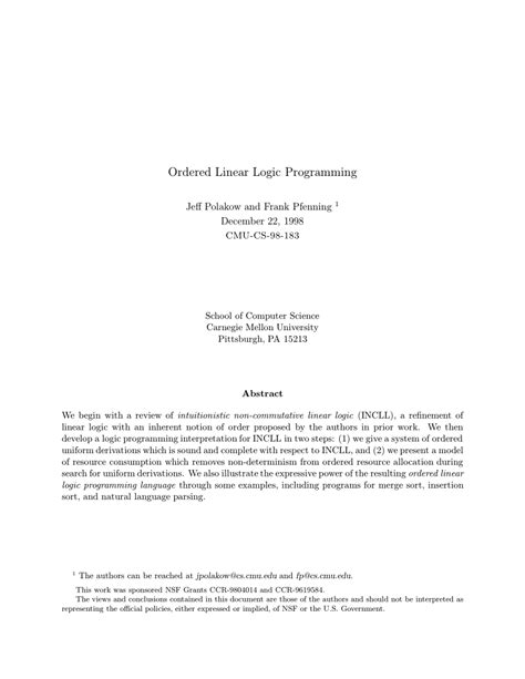 (PDF) Ordered Linear Logic Programming