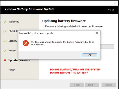 trying to fix my lenovo battery. by updating its firmware, but this message pops up. the lenovo ...