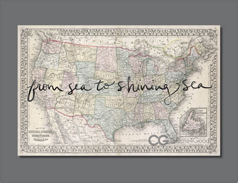 From Sea to Shining Sea Map // DIGITAL DOWNLOAD - Etsy