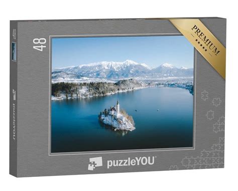 puzzleYOU Puzzle Malerischer Bleder See im Winter, Slowenien, 48 ...