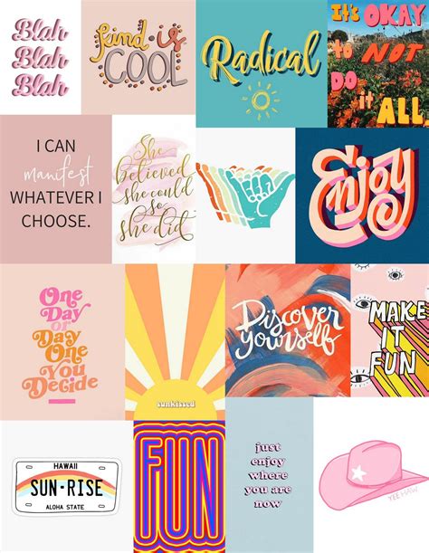 Words and Quotes Aesthetic Wall Collage Kit 90 Pcs Printable Colorful Positive Vibes - Etsy